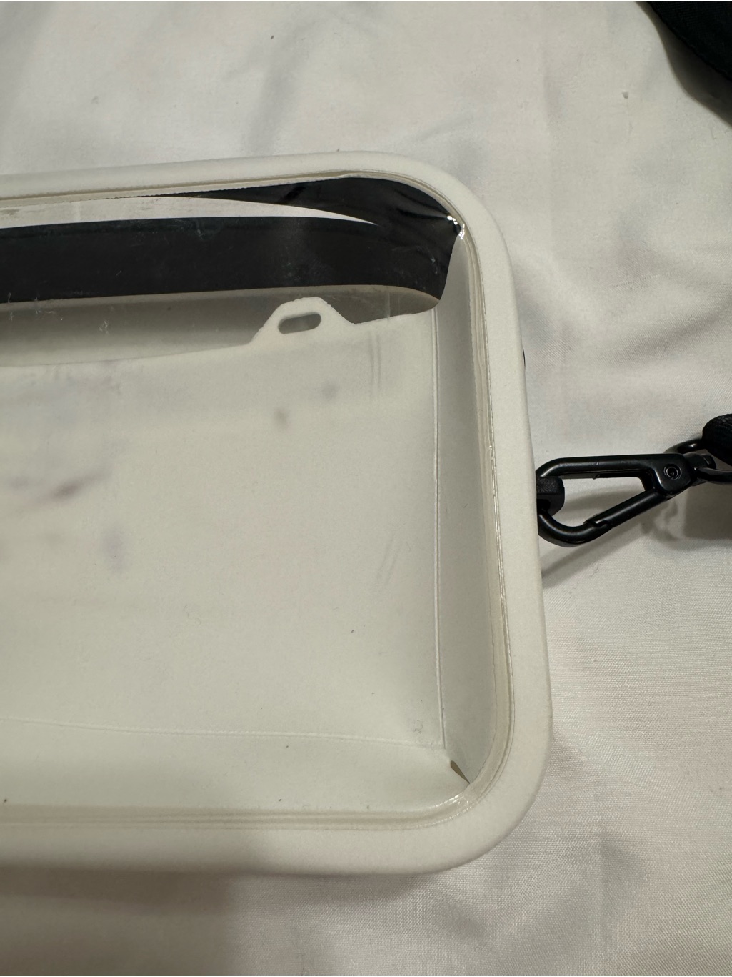 White Crossbody Belt Bag With Black Strap — image 5 of 8